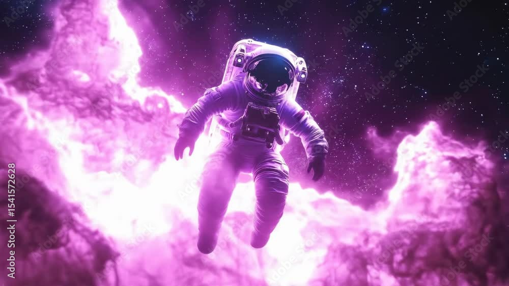 Spacewalker amidst violet nebula Spacewalker amidst violet nebula