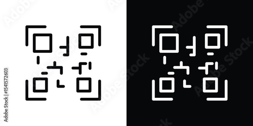 Qrcode icon design. simple stroke line vector icon set