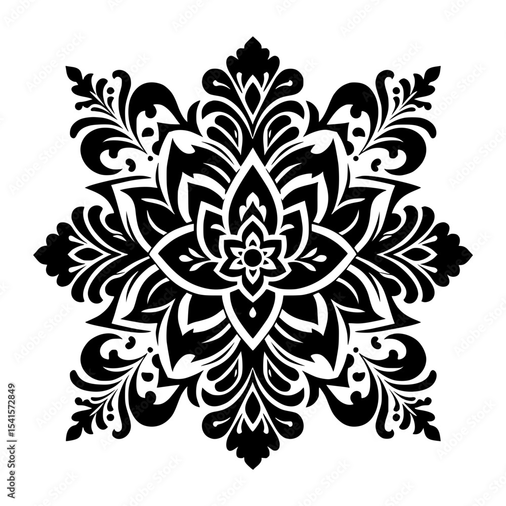 Fototapeta premium Black and white damask floral mandala design