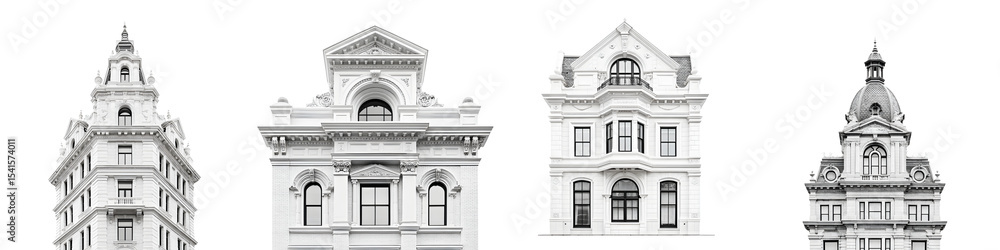 Obraz premium Ornate historic buildings with distinctive architectural features and landmarks