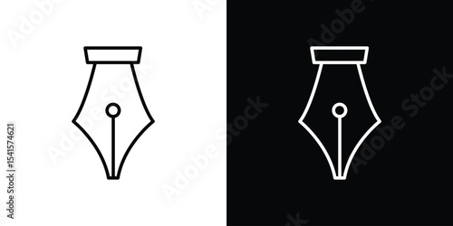 Pen nib icon design. simple stroke line vector icon set