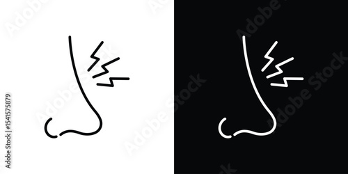 Nose pain icon design. simple stroke line vector icon set