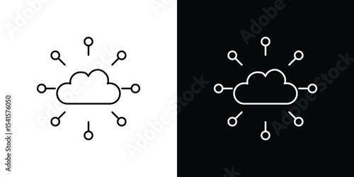 Network cloud icon design. simple stroke line vector icon set