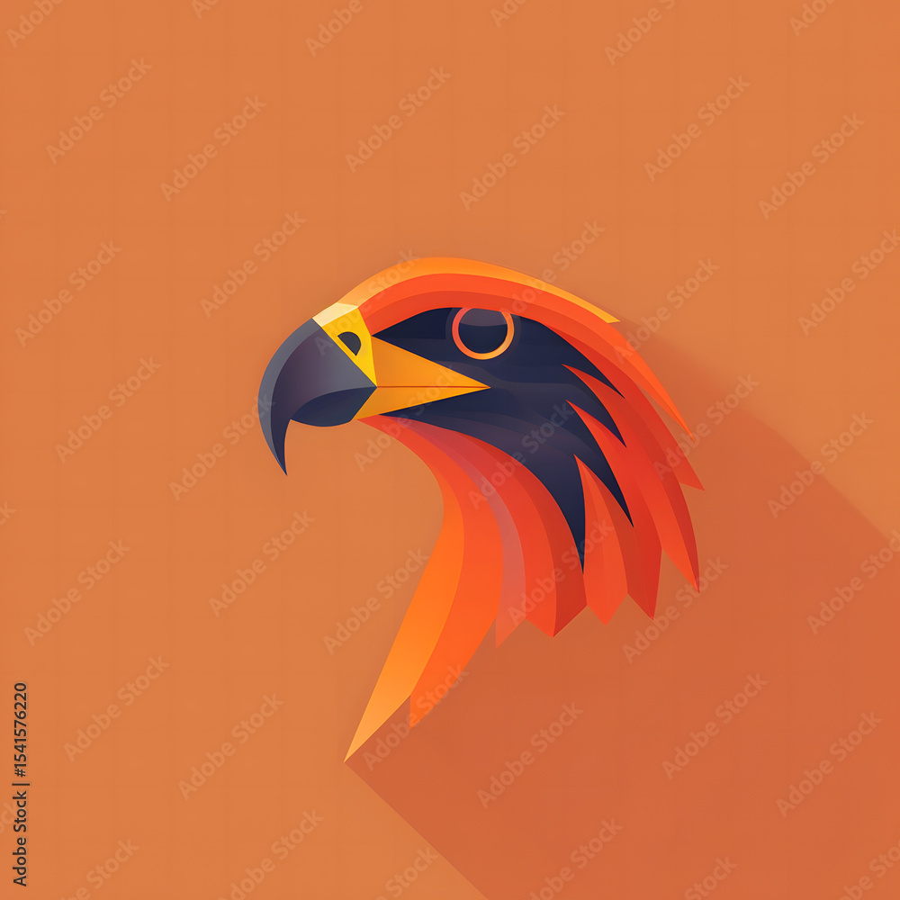 Obraz premium Striking Geometric Eagle Head Design Orange Background Bird Vector Illustration Low Poly Art Graphic Design Abstract Animal Portrait