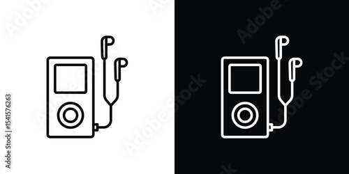 Mp3 Player icon design. simple stroke line vector icon set