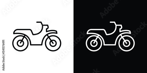 Motorcycle icon design. simple stroke line vector icon set