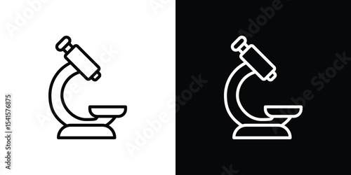 Microscope icon design. simple stroke line vector icon set
