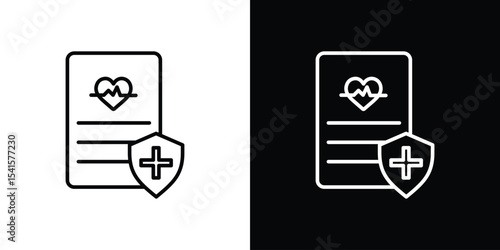 Medical insurance icon design. simple stroke line vector icon set