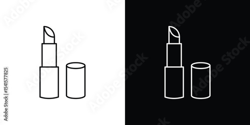 Lipstick icon design. simple stroke line vector icon set