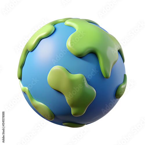 Fototapeta Naklejka Na Ścianę i Meble -  cartoon planet earth 3d rendering isolated on transparent background. Cartoon plastic style icon