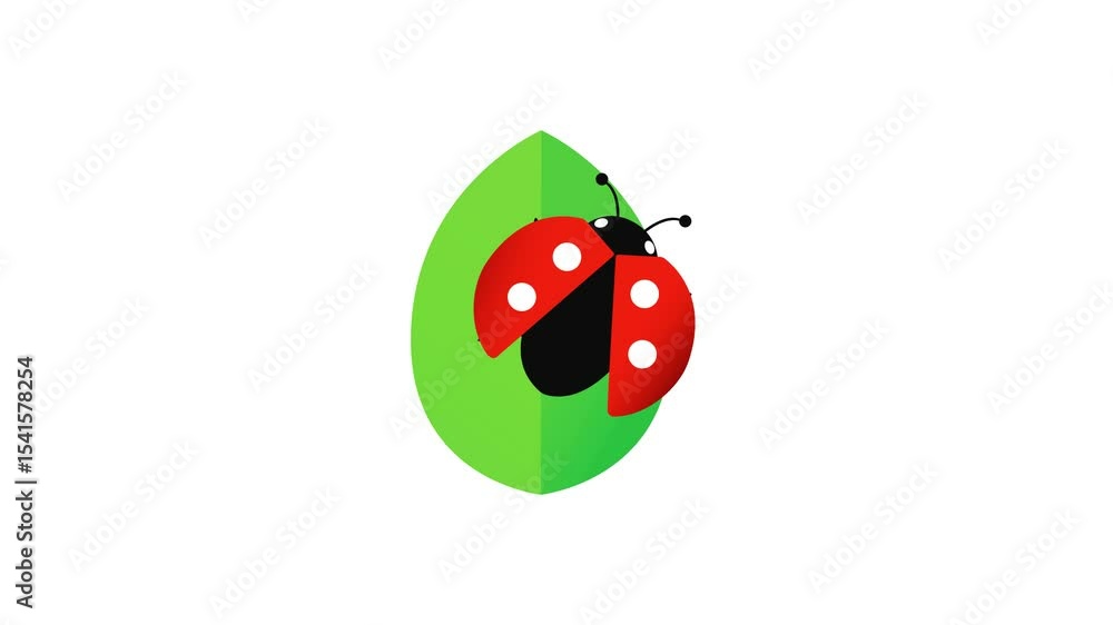 Ladybug animal Ladybug on white background ladybug is walking on a leaf, about to fly Ladybug animal Ladybug on white background ladybug is walking on a leaf, about to fly