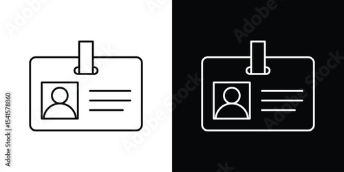 ID badge icon design. simple stroke line vector icon set