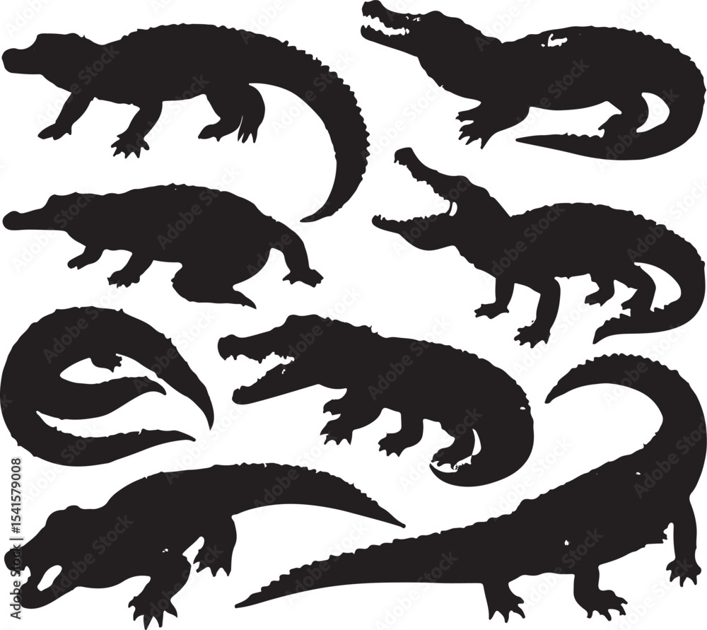 Naklejka premium Silhouette Crocodile vectors