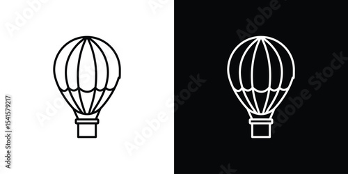 Hot air balloon icon design. simple stroke line vector icon set