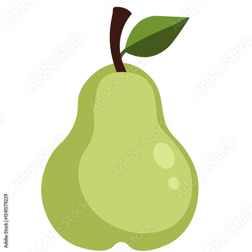 Fresh green pear fruit illustration with leaf and soft shape. Great for organic, fresh, healthy, and natural food graphic design projects.