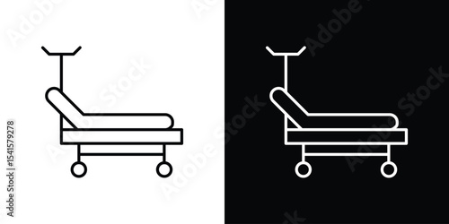 Hospital bed icon design. simple stroke line vector icon set
