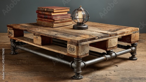 Pallet Wood Coffee Table With Lamp