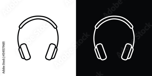 Headset icon design. simple stroke line vector icon set