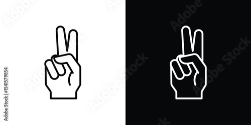 Hand peace icon design. simple stroke line vector icon set