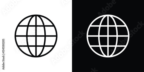 Globe icon design. simple stroke line vector icon set