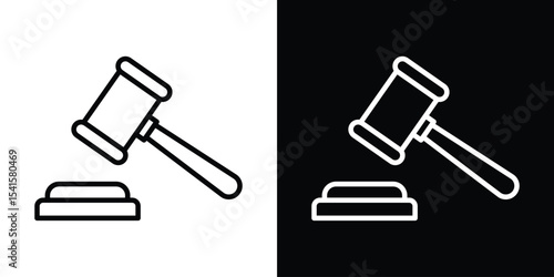 Gavel icon design. simple stroke line vector icon set