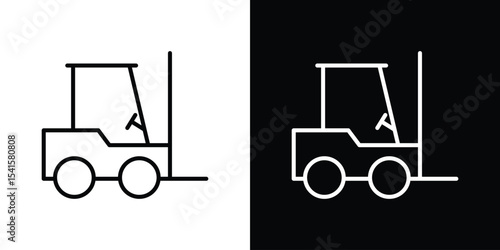 Forklift icon design. simple stroke line vector icon set