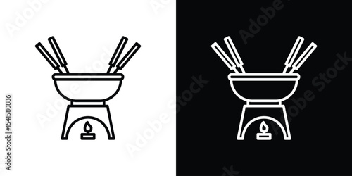 Fondue pot icon design. simple stroke line vector icon set