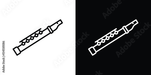 Flute icon design. simple stroke line vector icon set