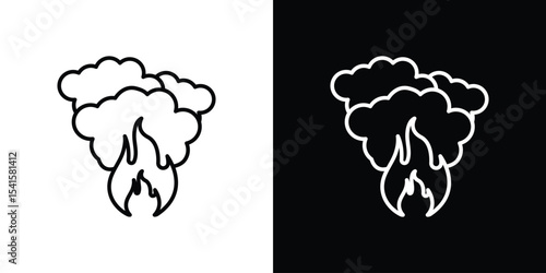 Fire smoke icon design. simple stroke line vector icon set