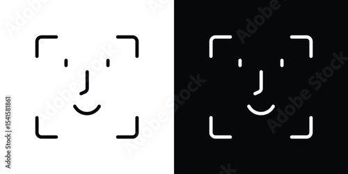 Face id icon design. simple stroke line vector icon set