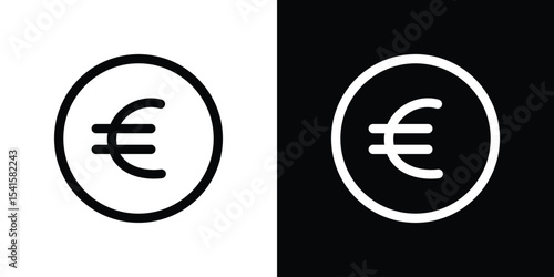 Euro icon design. simple stroke line vector icon set