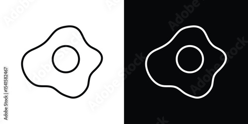 Egg fried icon design. simple stroke line vector icon set