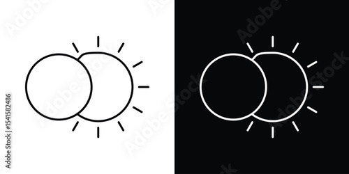 Eclipse icon design. simple stroke line vector icon set