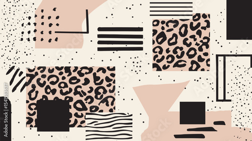 Abstract shapes create background mixed pattern neutral scene design