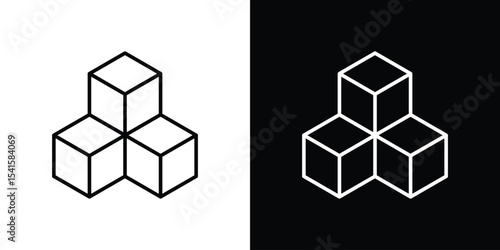 Cubes icon design. simple stroke line vector icon set