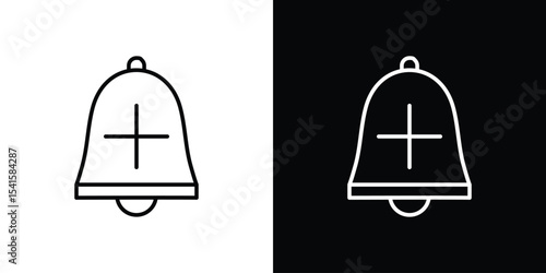 Cowbell circle plus icon design. simple stroke line vector icon set