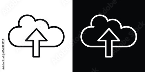 Cloud upload icon design. simple stroke line vector icon set