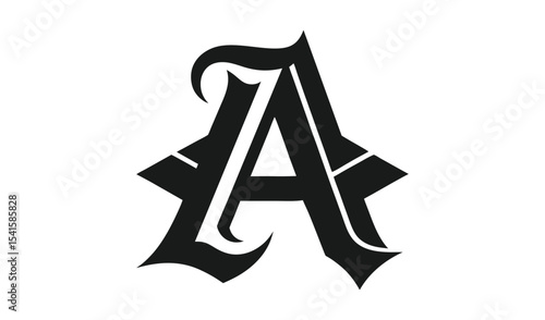 Gothic style letter a monogram initial design
