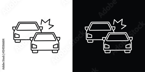 Car crash icon design. simple stroke line vector icon set