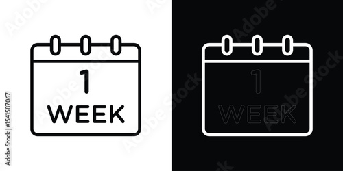 Calendar week icon design. simple stroke line vector icon set