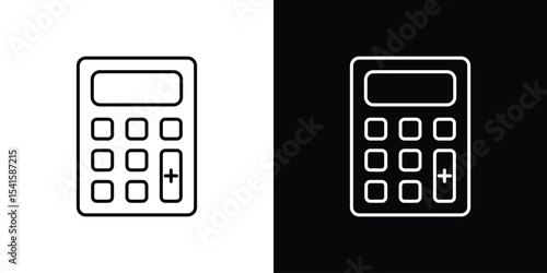 Calculator icon design. simple stroke line vector icon set