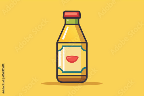 Bright yellow condiment bottle on vibrant background