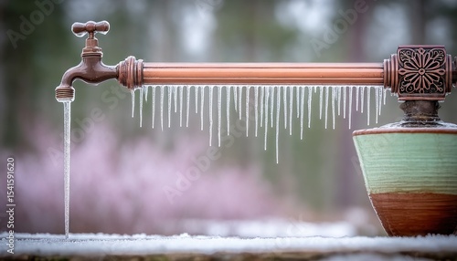 Frozen outdoor faucet