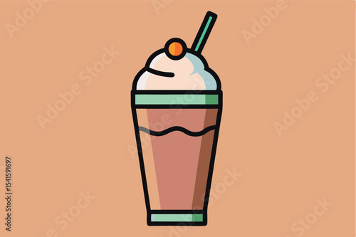 Delicious dessert beverage served in a tall glass with whipped cream and a cherry on top