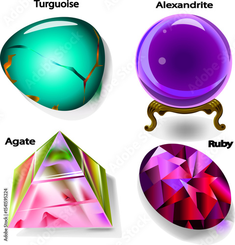 gems  garnet turquoise alexandrite agate