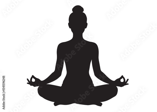 meditation and yoga logo design silhouette vector, yoga logo icon design silhouette vector, black silhouette logo yoga, yoga pose silhouette vector logo on white background	