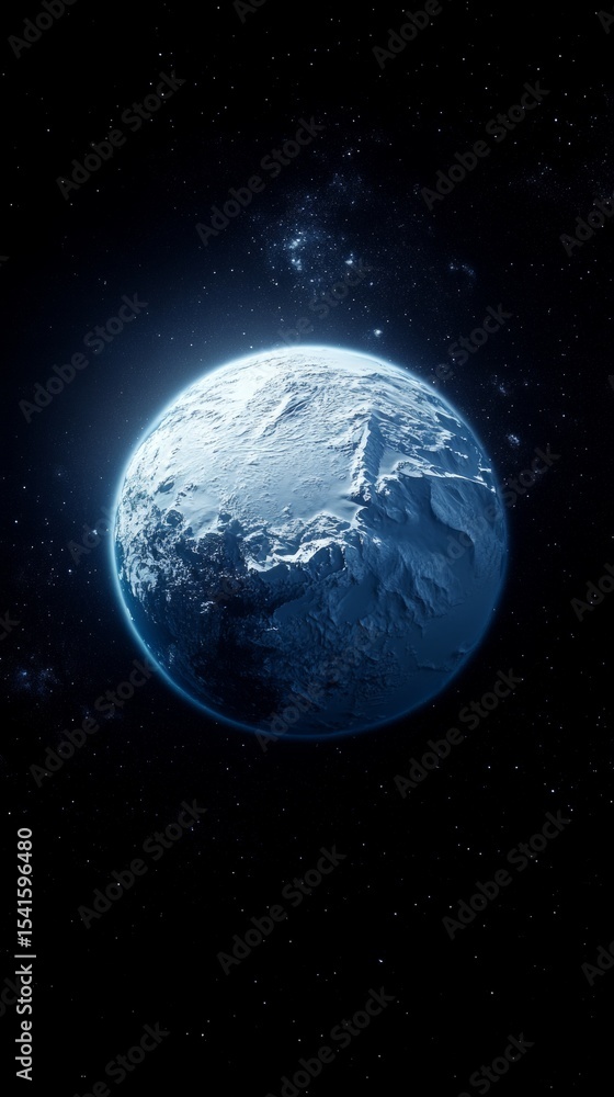 Obraz premium Planet Earth, view from space with illuminated atmosphere. Applicable for topics related to space and astronomy.