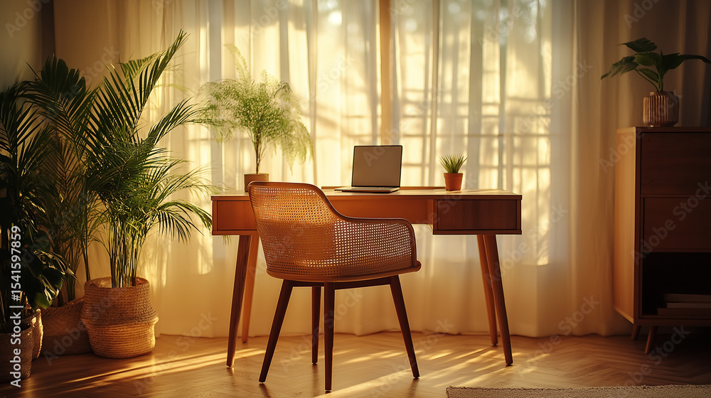 Fototapeta premium Cozy Room with Table and Armchair
