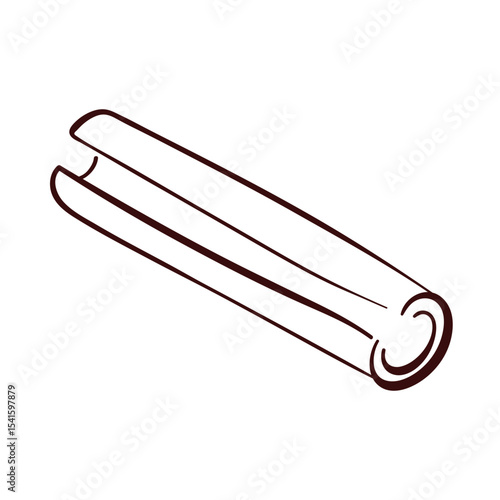 Cinnamon stick roll logo in line art style isolated on a white background.