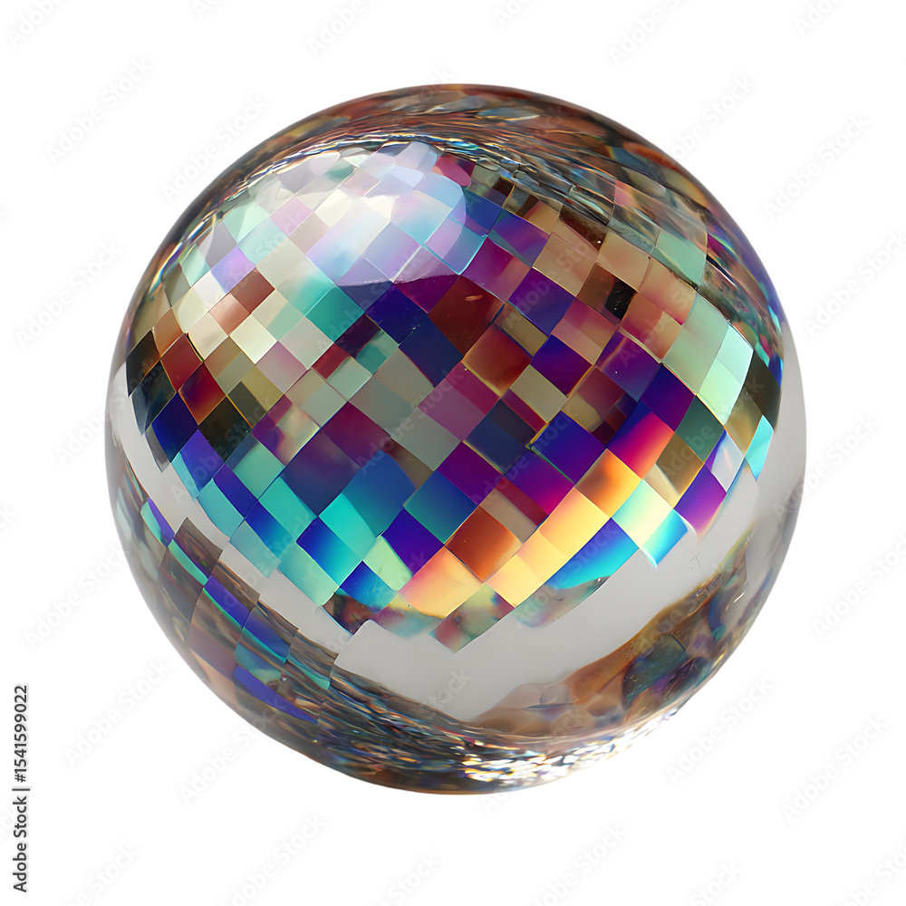 Obraz premium Colorful iridescent sphere with a mosaic pattern.